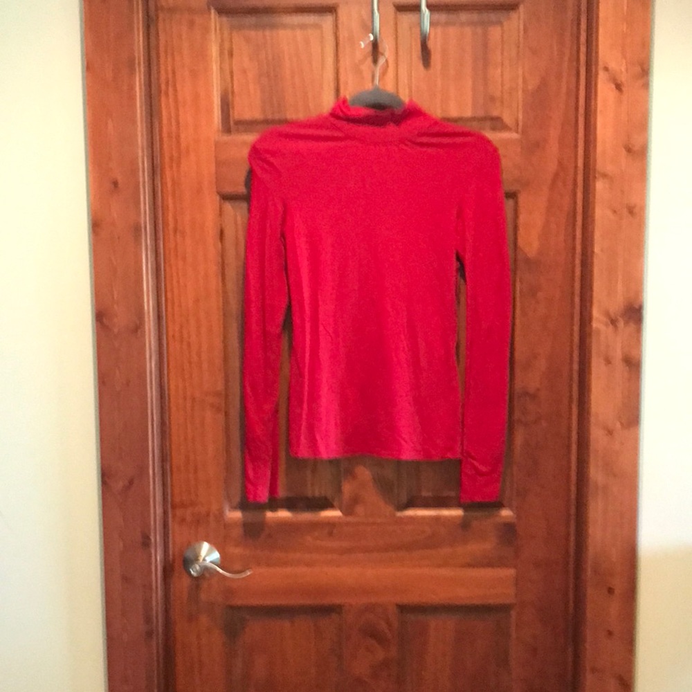 Express red mock neck long sleeve Tee